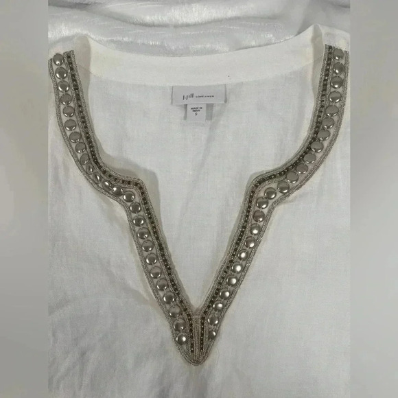 J. Jill Love Linen  100% Linen Top White - Picture 7 of 8